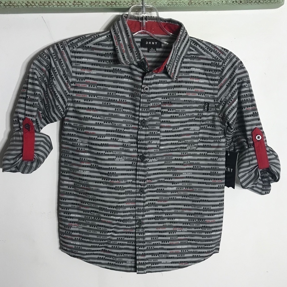 NWT DKNY Kids Size 6 graphic button down shirt top new